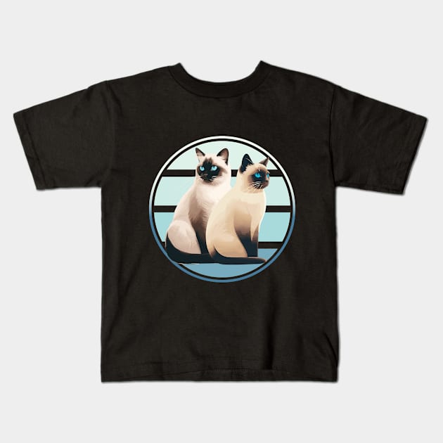 Siamese Cats Kids T-Shirt by D Wright 